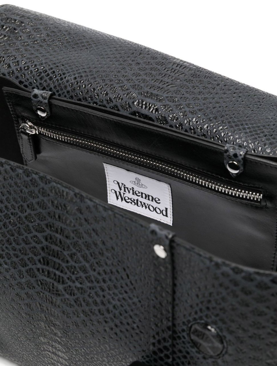 Vivienne Westwood Dark Grey Snakeskin Textured Leather Bag Grijs