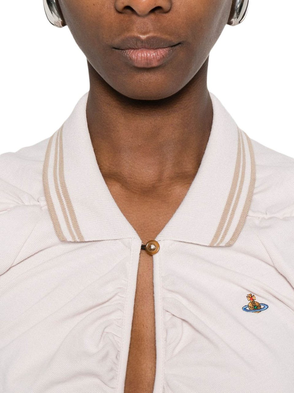 Vivienne Westwood Fitted Midi Dress With Ruched Detailing And Polo Collar Neutraal