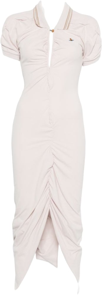 Vivienne Westwood Fitted Midi Dress With Ruched Detailing And Polo Collar Neutraal