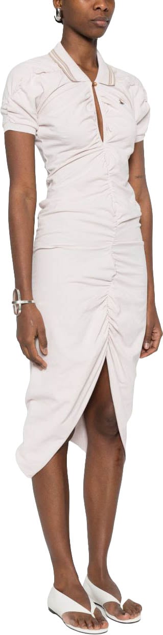 Vivienne Westwood Fitted Midi Dress With Ruched Detailing And Polo Collar Neutraal