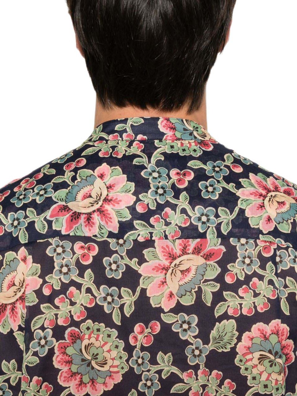 Vivienne Westwood Dark Blue Floral Print Mock Neck Shirt Grijs