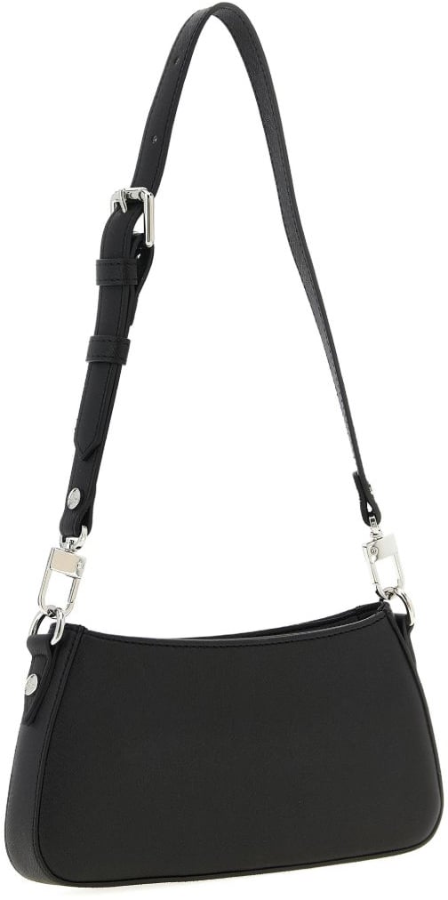 Vivienne Westwood Black Top Zip Adjustable Leather Bag Zwart