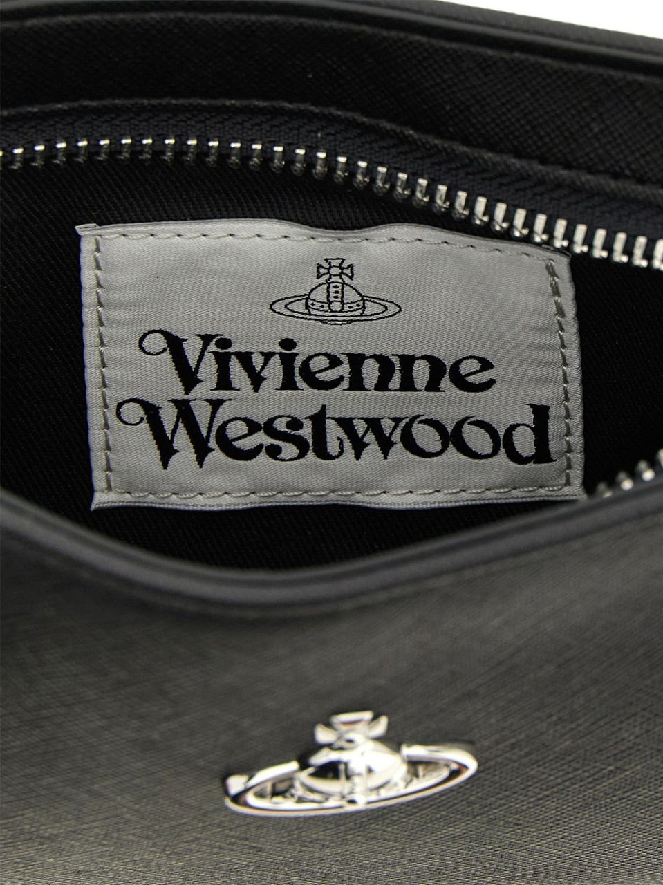 Vivienne Westwood Black Top Zip Adjustable Leather Bag Zwart