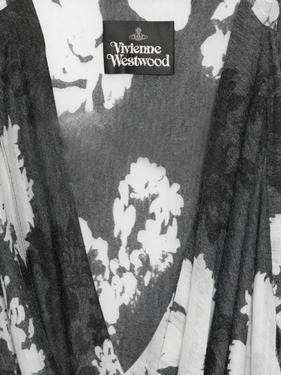 Vivienne Westwood Grey Floral Print Draped Wrap Dress Grijs