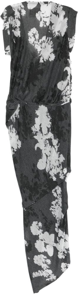 Vivienne Westwood Grey Floral Print Draped Wrap Dress Grijs