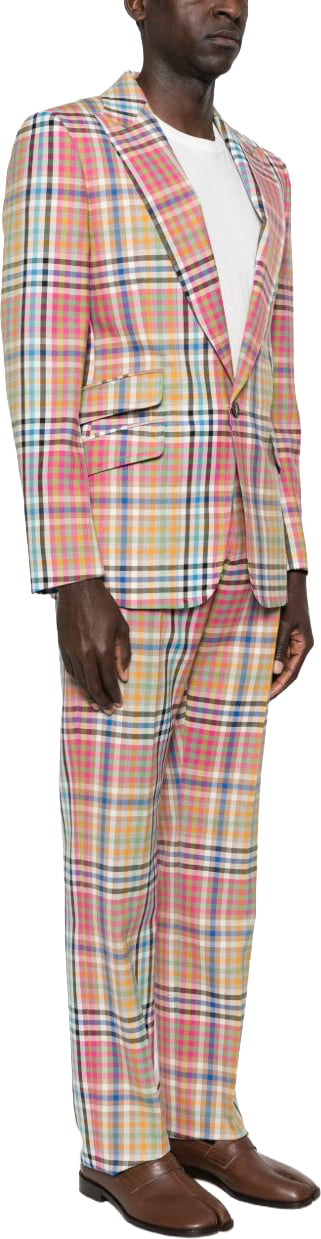 Vivienne Westwood Multicolored Plaid Tailored Blazer With Notched Lapels Rood
