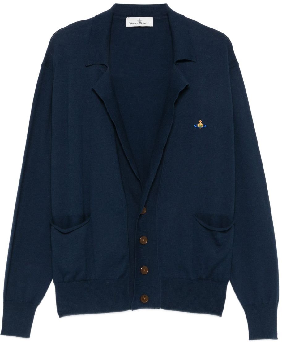 Vivienne Westwood Navy V-Neck Sweater Zwart