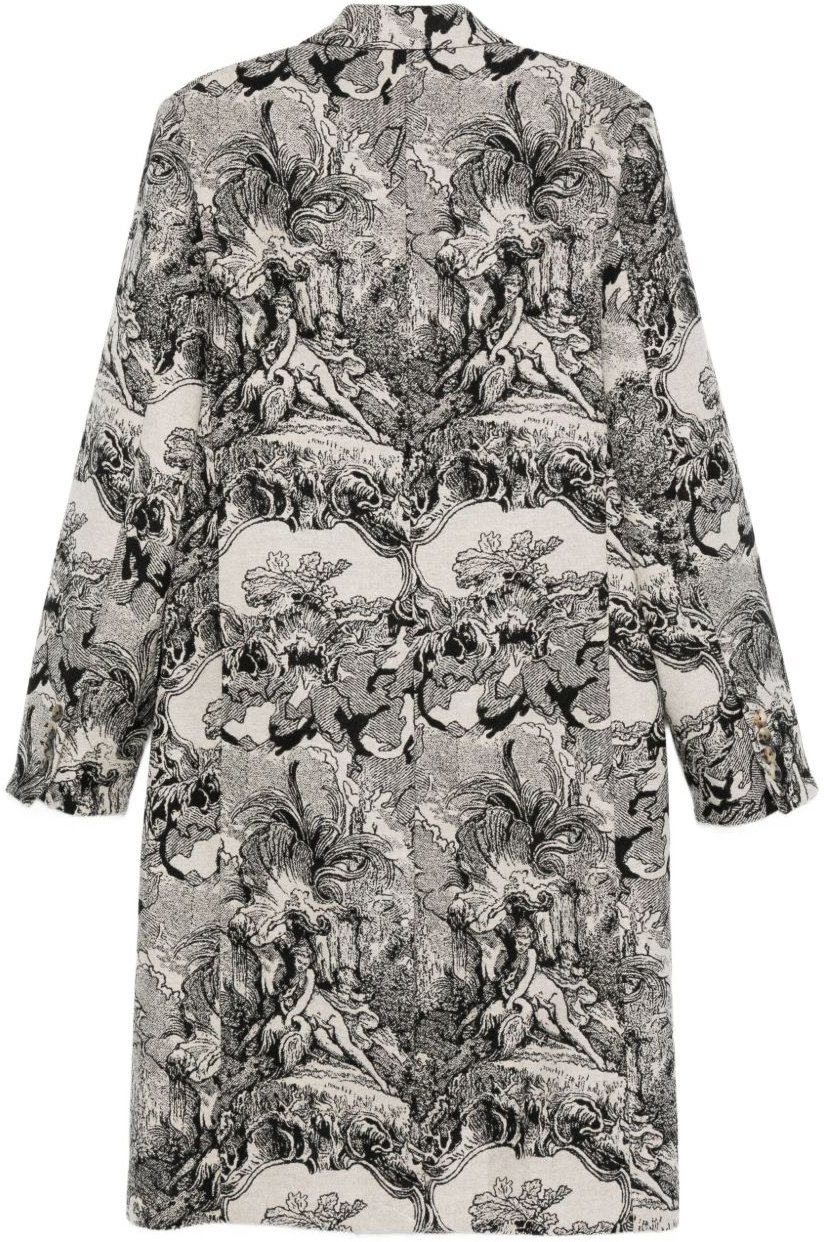Vivienne Westwood Cream Baroque Print Long-Sleeve Coat Grijs