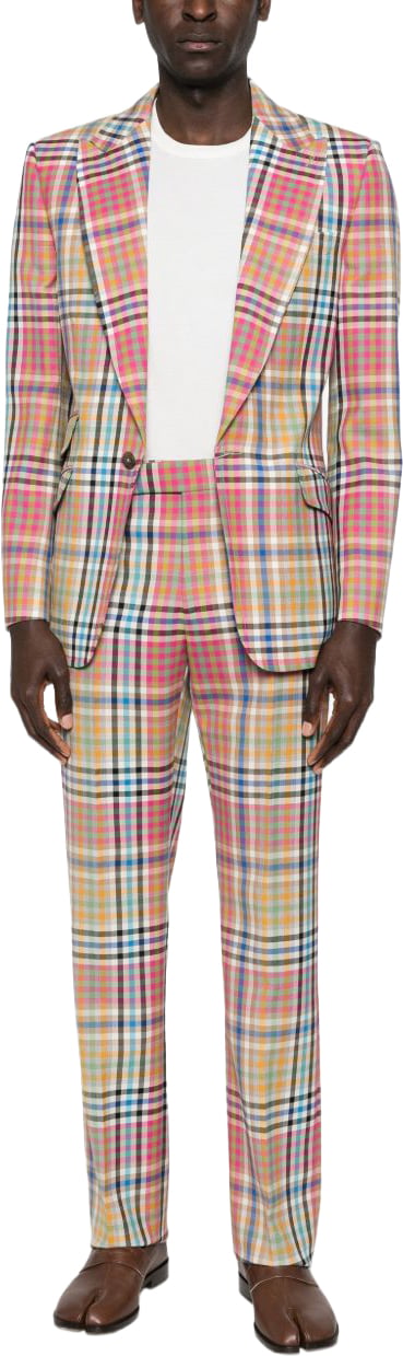 Vivienne Westwood Multicolored Plaid Tailored Blazer With Notched Lapels Rood