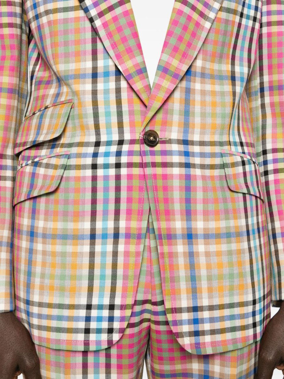 Vivienne Westwood Multicolored Plaid Tailored Blazer With Notched Lapels Rood