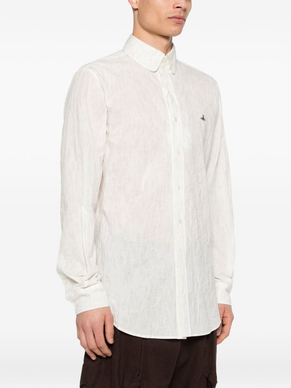 Vivienne Westwood White Orb Cotton Blend Casual Shirt Wit