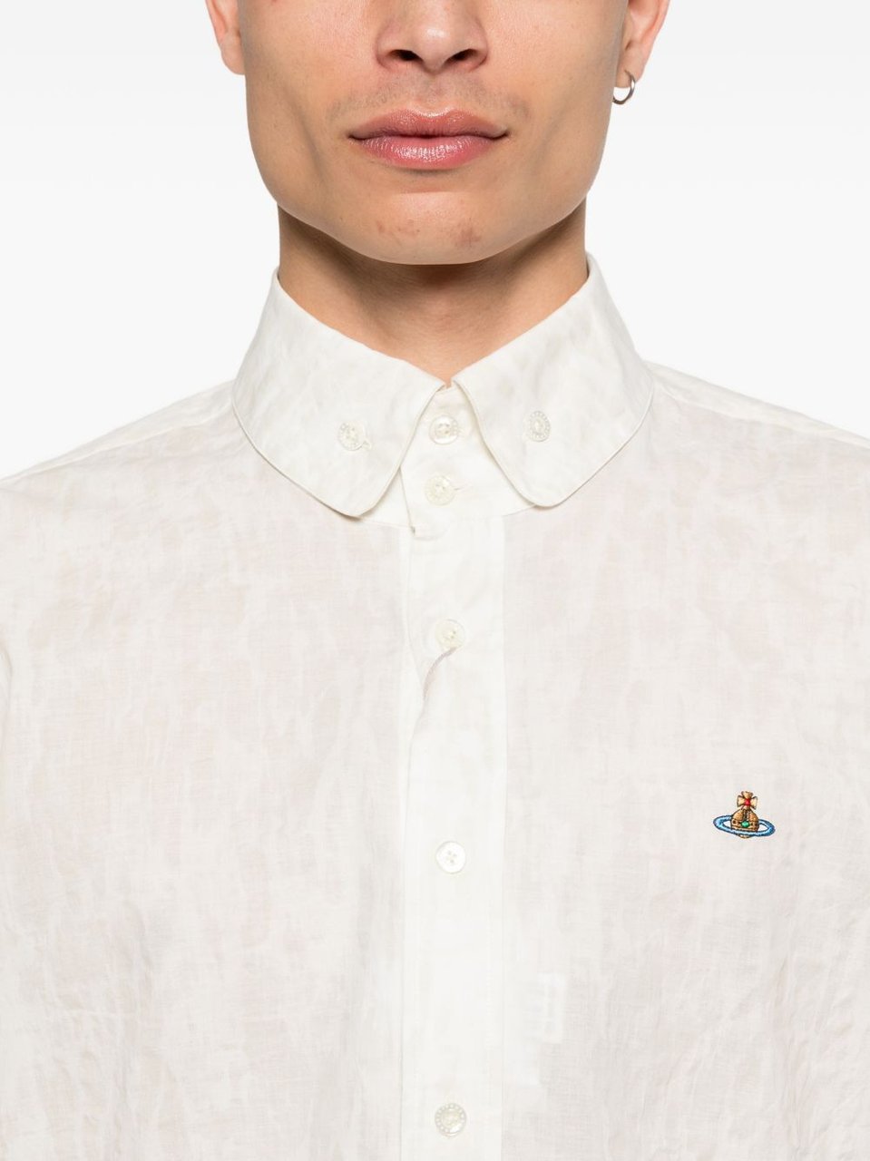 Vivienne Westwood White Orb Cotton Blend Casual Shirt Wit