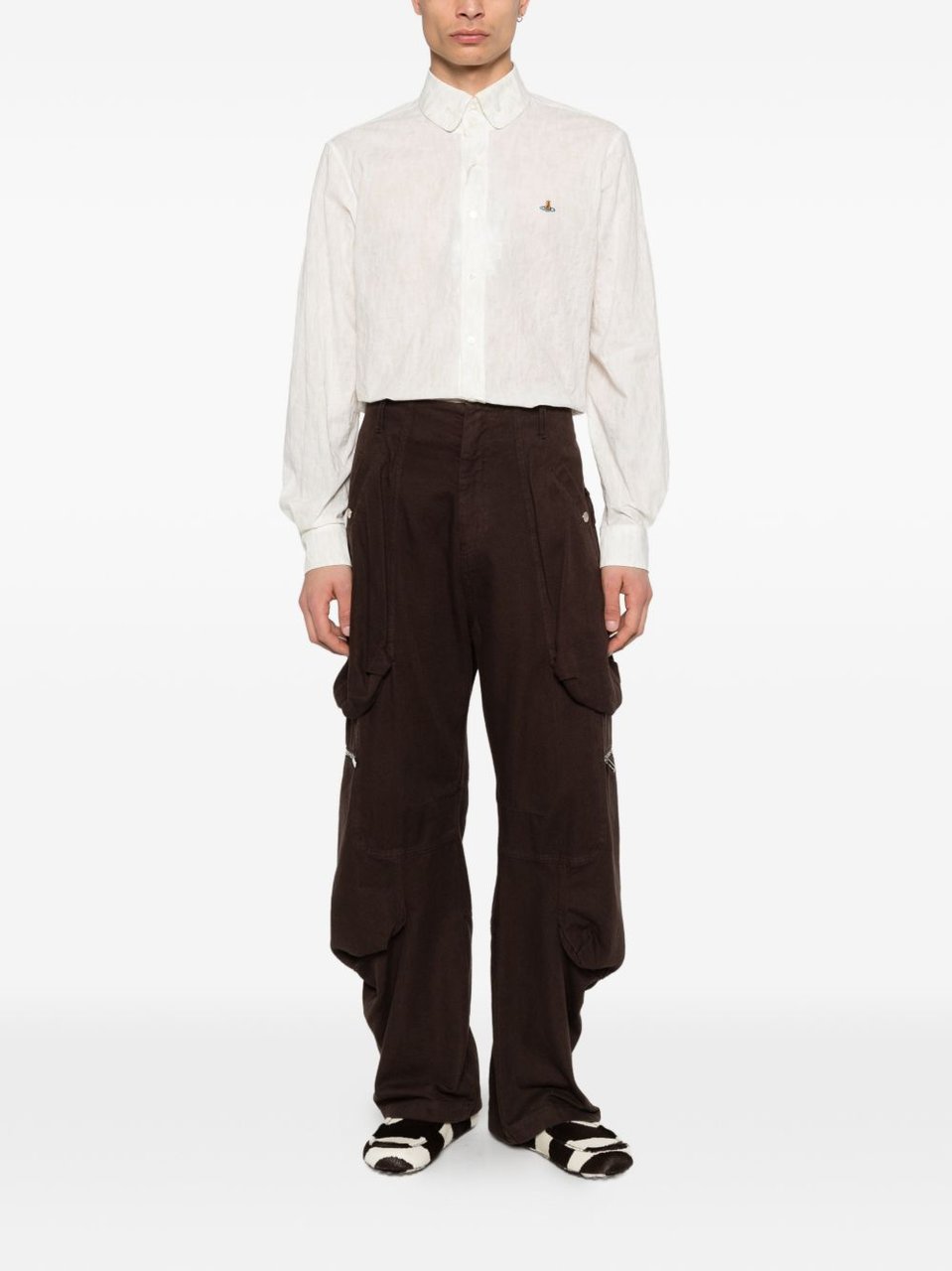 Vivienne Westwood White Orb Cotton Blend Casual Shirt Wit