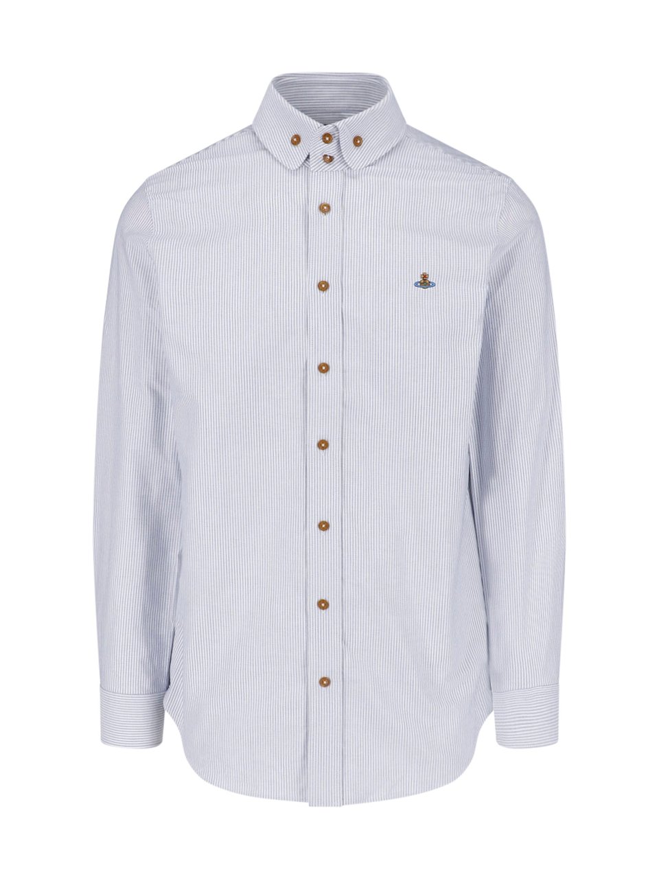 Vivienne Westwood Light Blue Two Button Krall Cotton Shirt Blauw