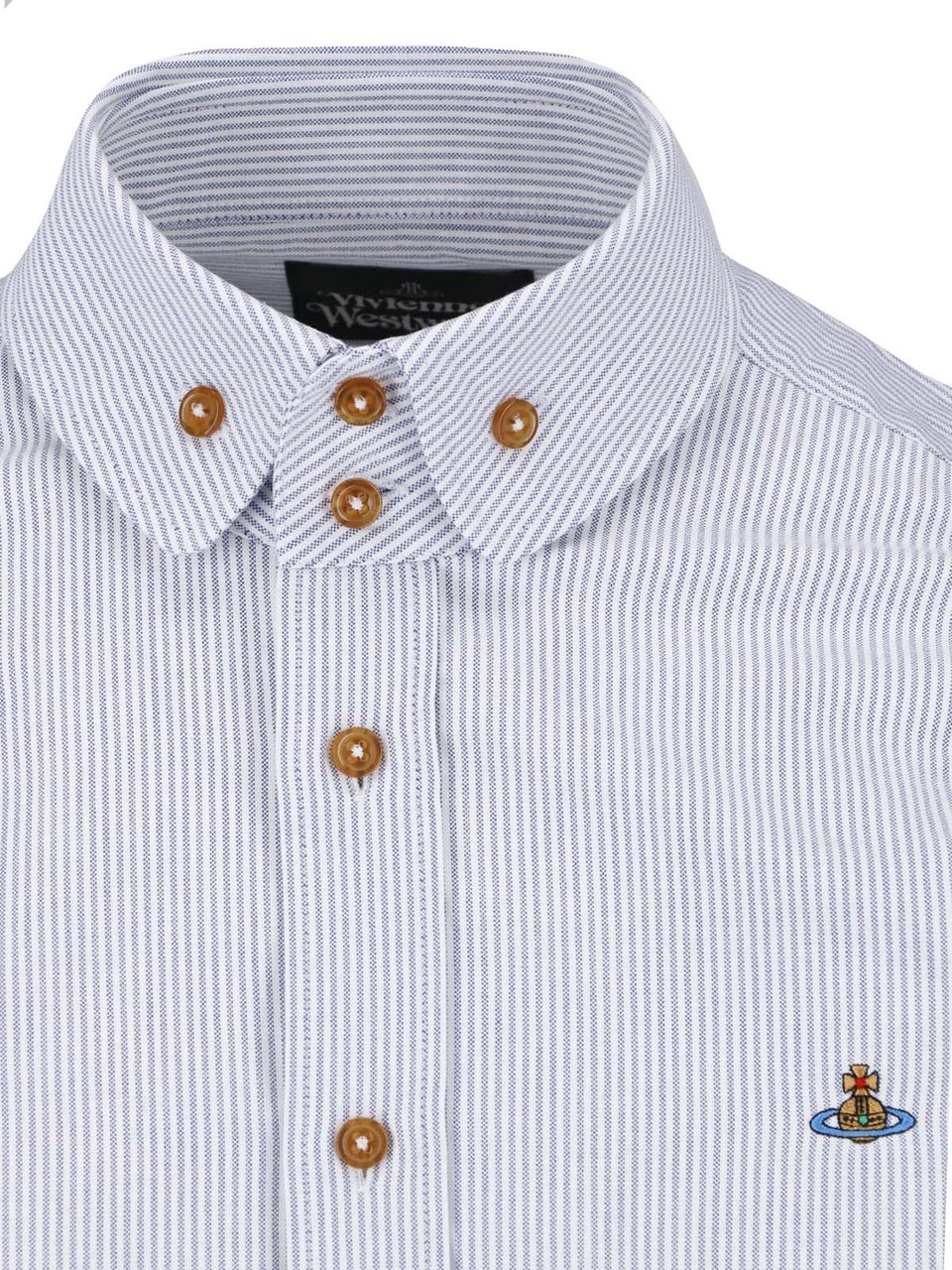 Vivienne Westwood Light Blue Two Button Krall Cotton Shirt Blauw