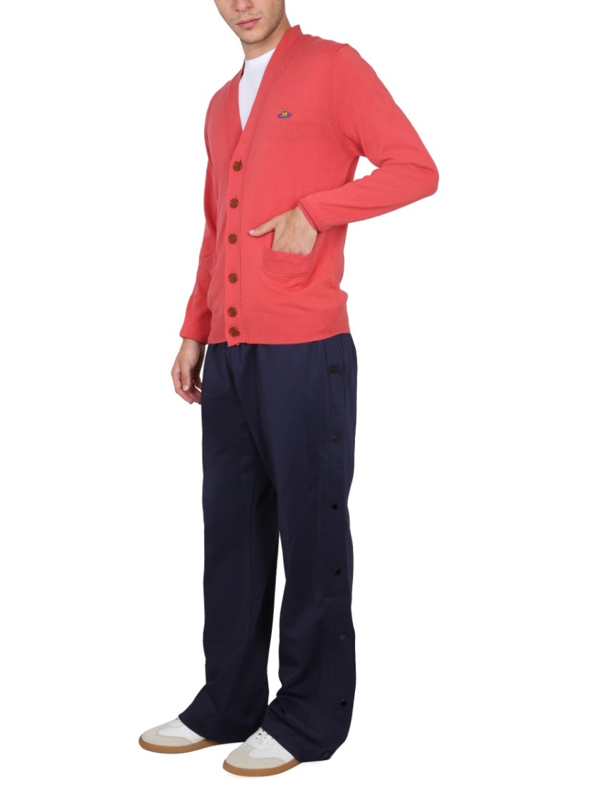 Vivienne Westwood Cardigan With Elegant Orb Embroidery Maroon