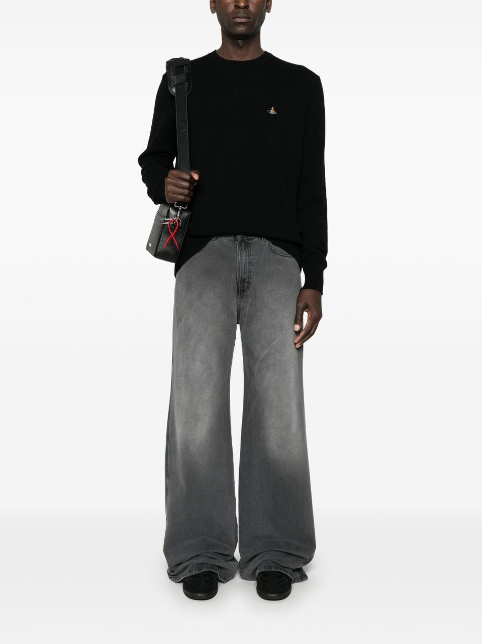 Vivienne Westwood Black Sweatshirt with Ribbed Cuffs Zwart