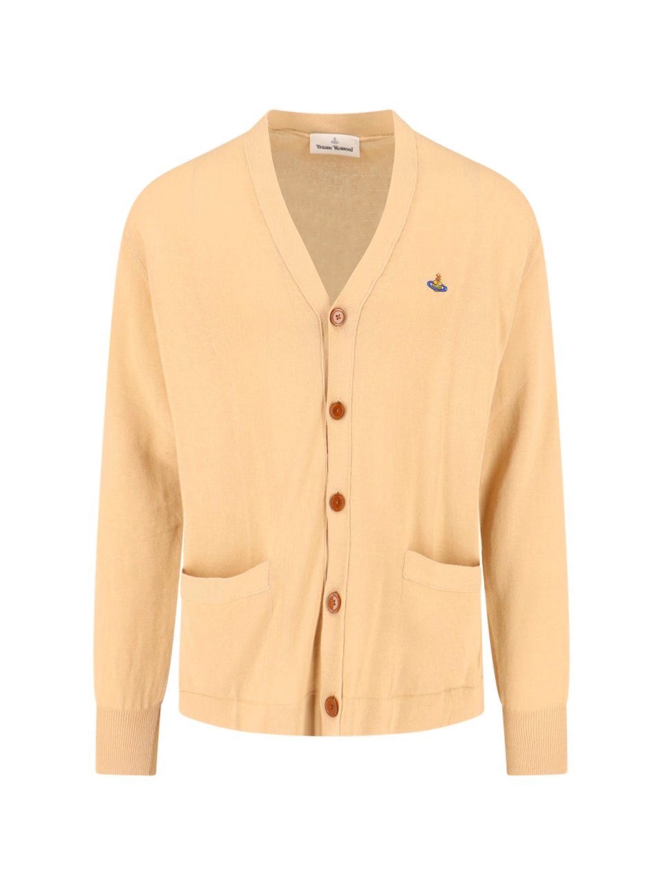 Vivienne Westwood Beige Alex Cotton V-Neck Cardigan Neutraal
