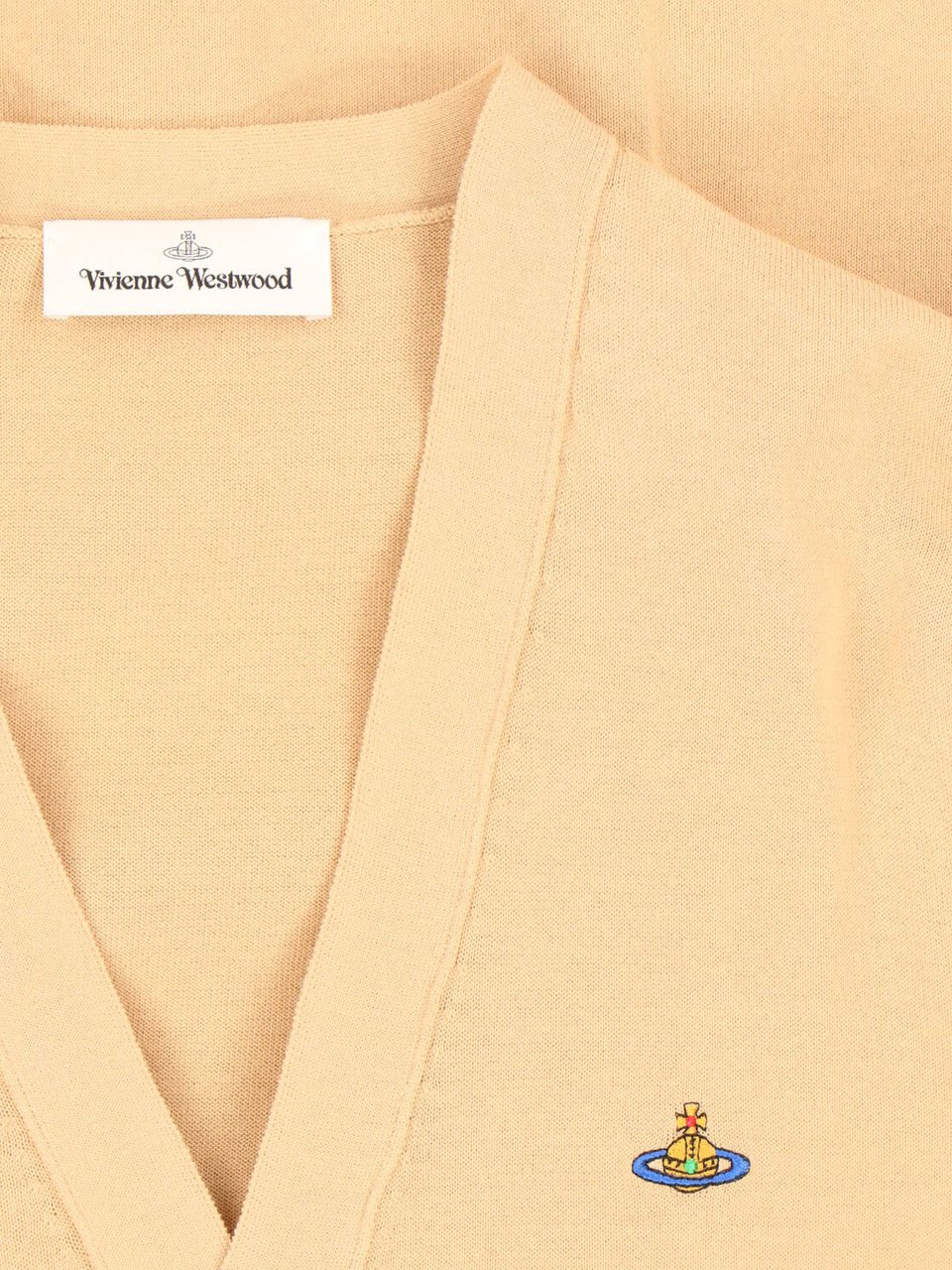 Vivienne Westwood Beige Alex Cotton V-Neck Cardigan Neutraal