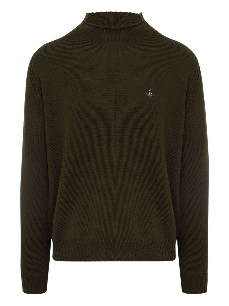 Vivienne Westwood High Neck Ribbed Brown Sweater Zwart