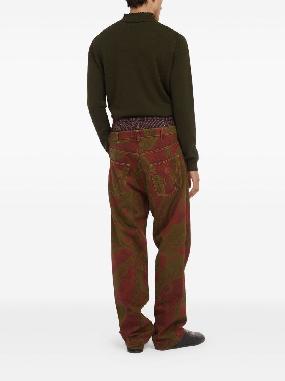 Vivienne Westwood High Neck Ribbed Brown Sweater Zwart