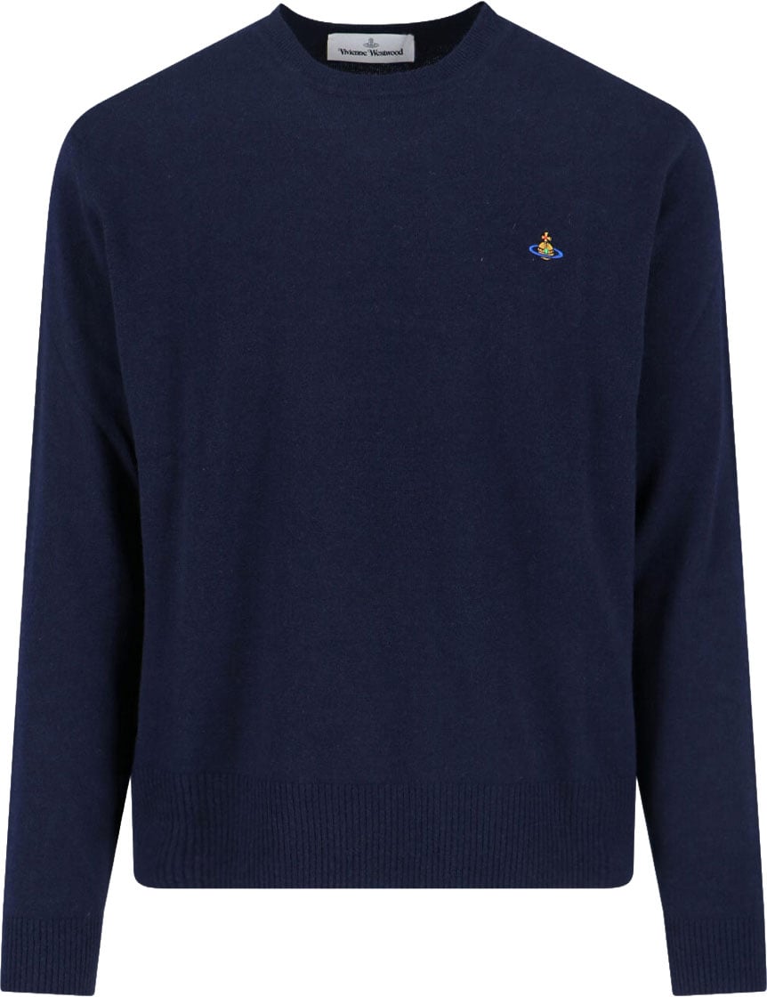 Vivienne Westwood "Alex" Crew Neck Sweater In Blue Wool Blauw