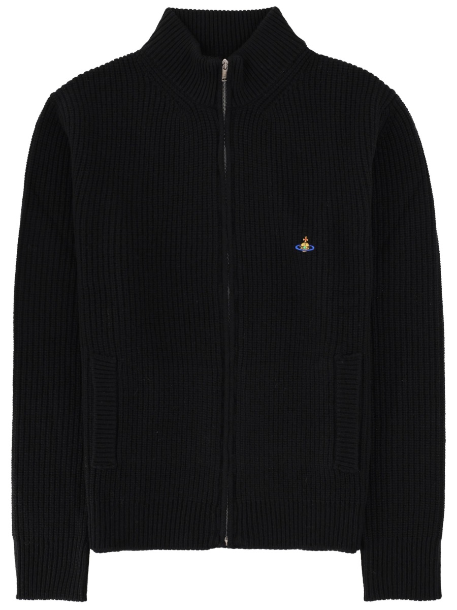Vivienne Westwood Fisherman Wool Cashmere Zip Sweater Zwart