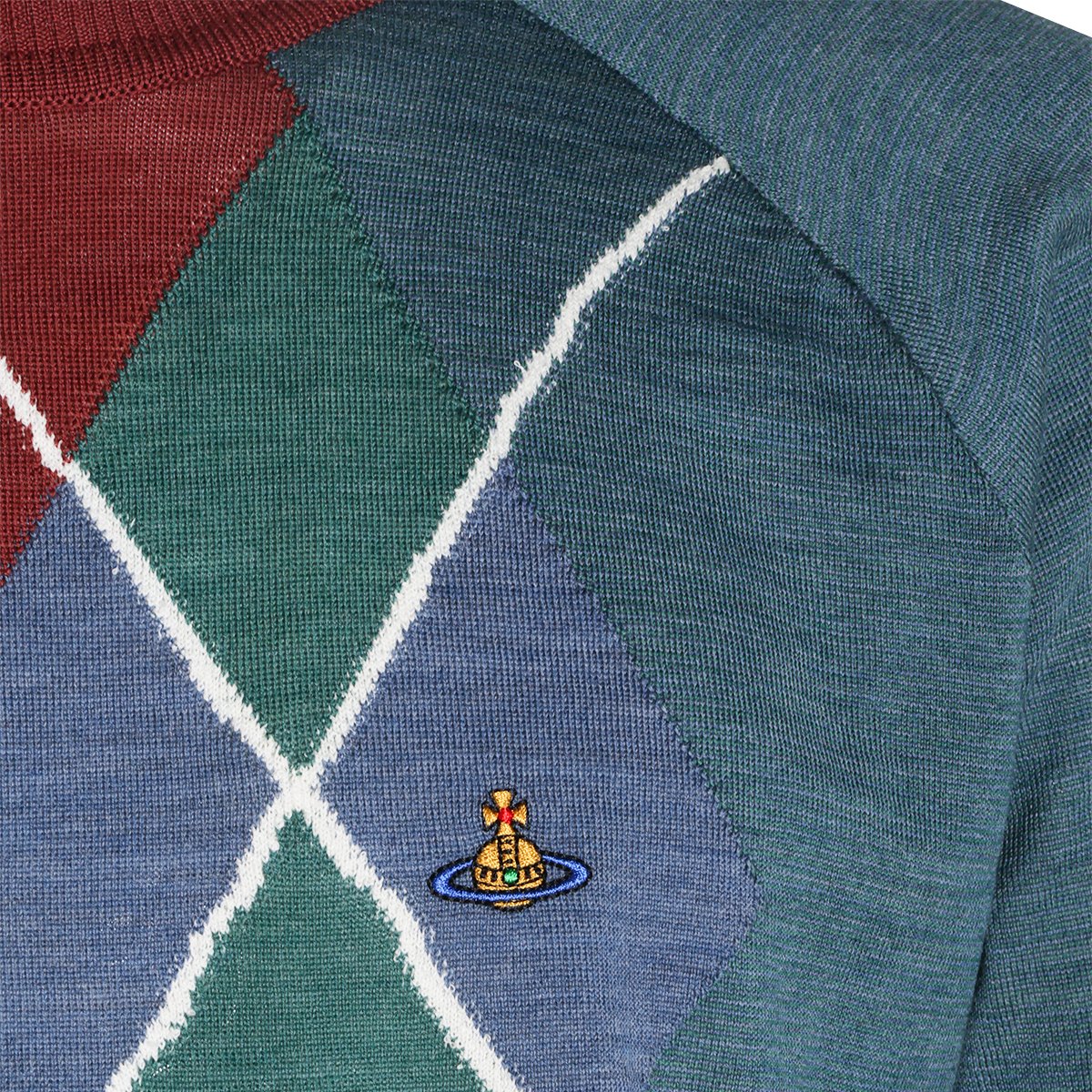 Vivienne Westwood Multicolor Wool Argyle Jumper with Emblem Detail Groen