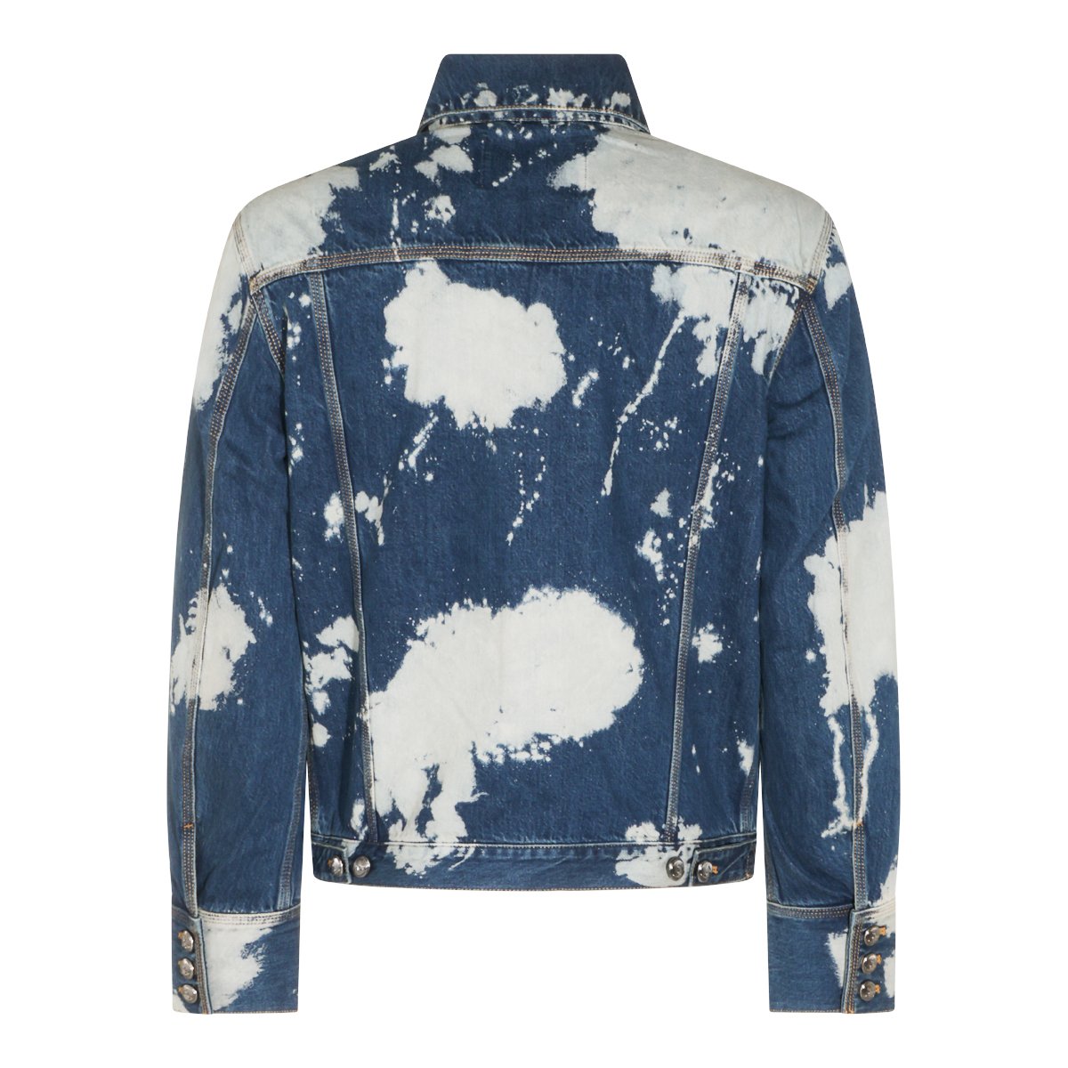 Vivienne Westwood Blue Denim Worker Jacket with Artistic Paint Details Blauw