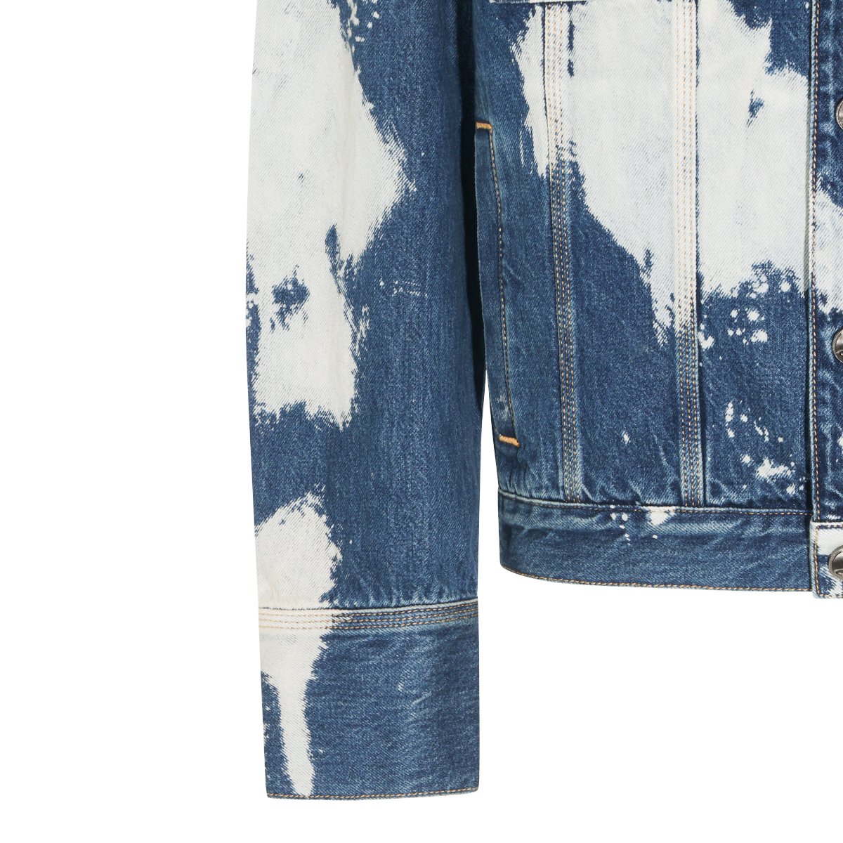 Vivienne Westwood Blue Denim Worker Jacket with Artistic Paint Details Blauw