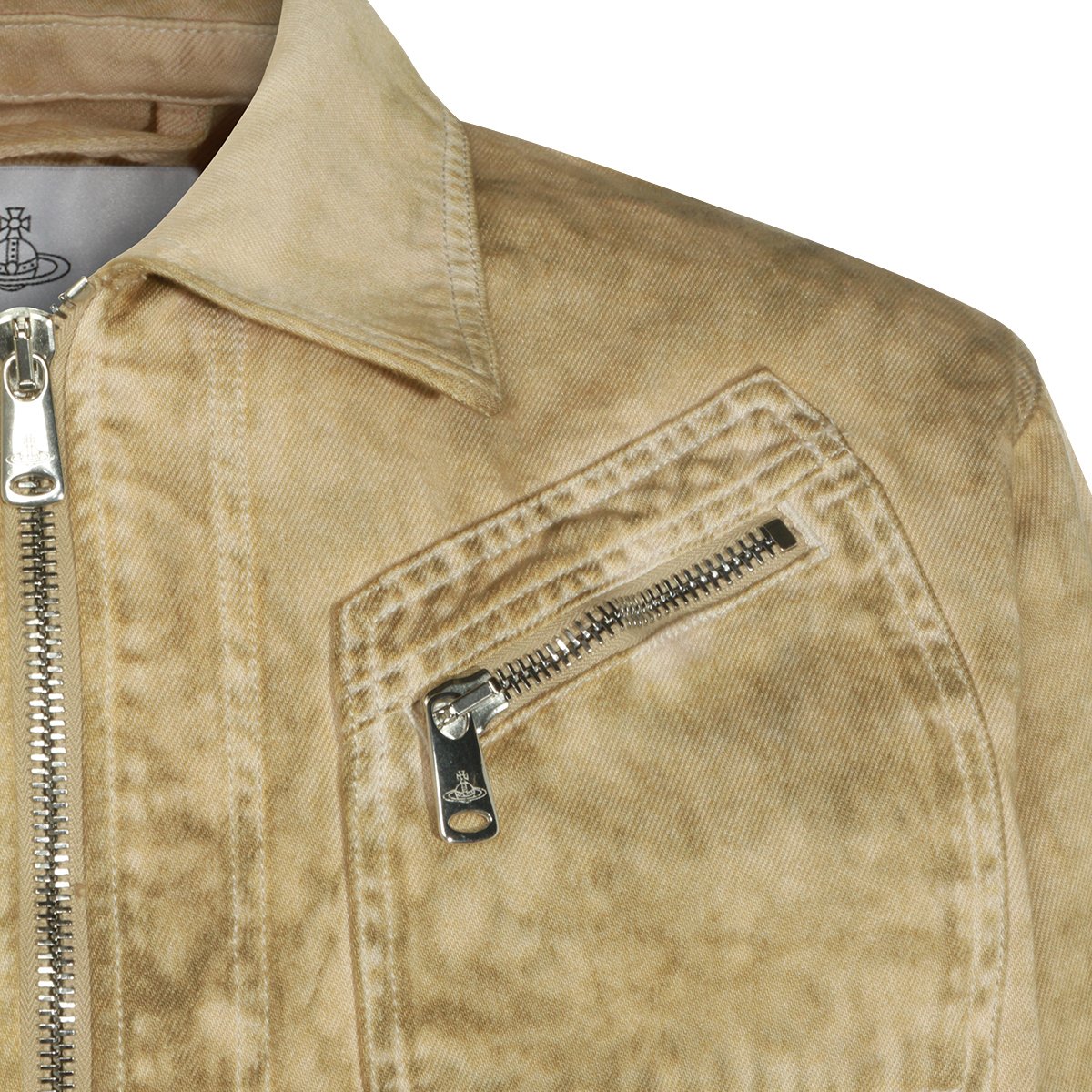 Vivienne Westwood Washed Cotton Jacket with Double Zip Fastening and Classic Collar Neutraal