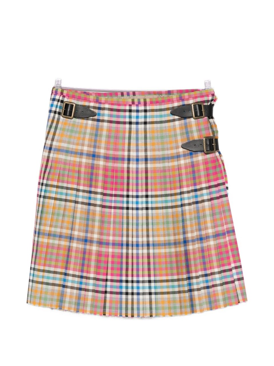 Vivienne Westwood Multicolor Plaid Pleated Skirt With Adjustable Buckle Straps Roze