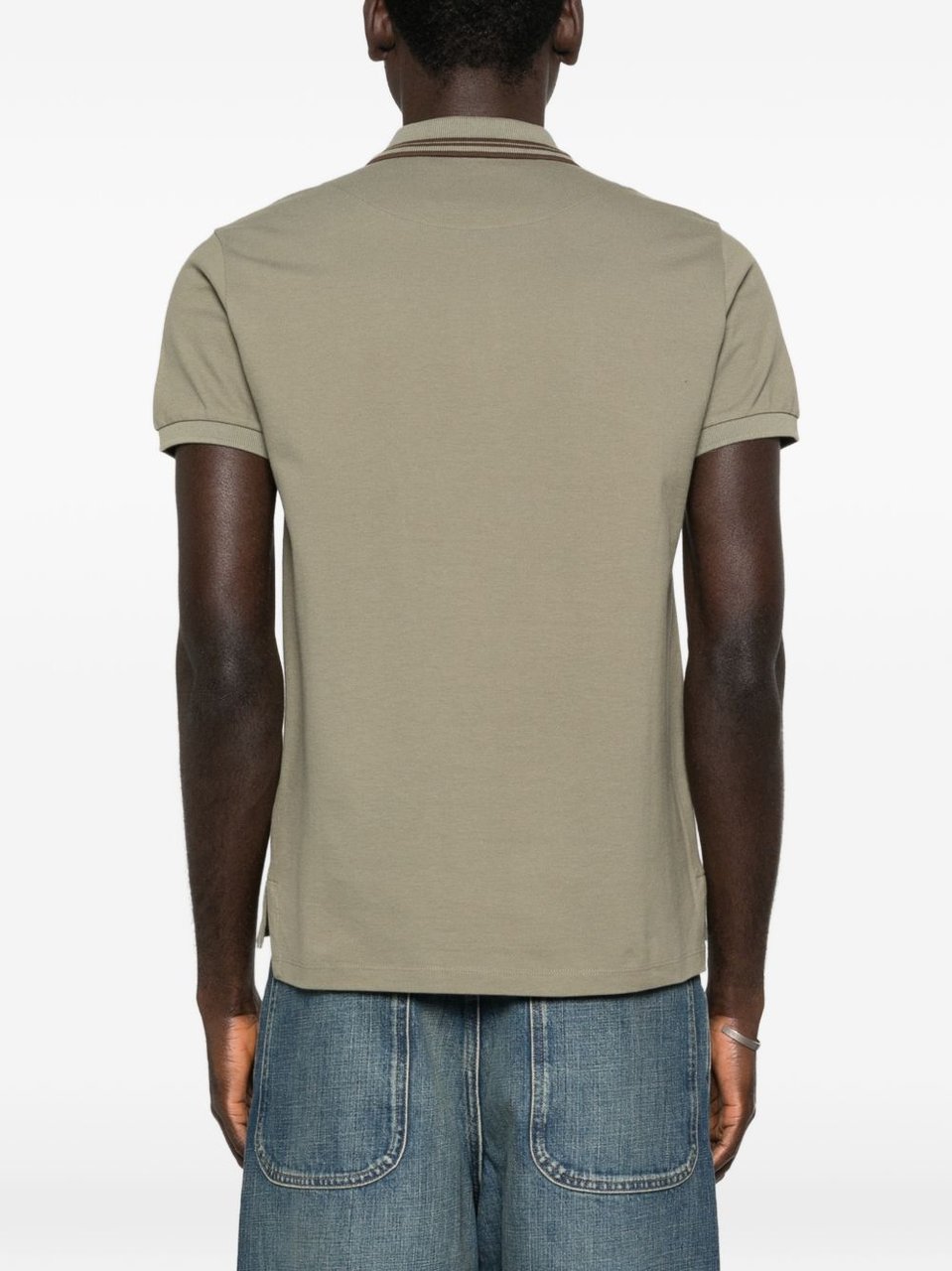 Vivienne Westwood Short-Sleeve Polo Shirt With Ribbed Collar And Striped Accents Groen