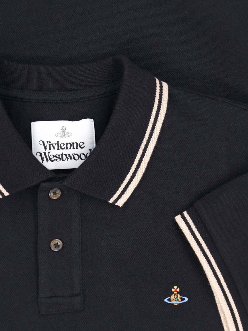 Vivienne Westwood Black Classic Cotton Polo Shirt Zwart