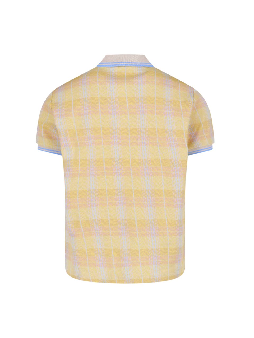 Vivienne Westwood Yellow and Light Blue Plaid Pattern Cropped Polo Shirt Geel