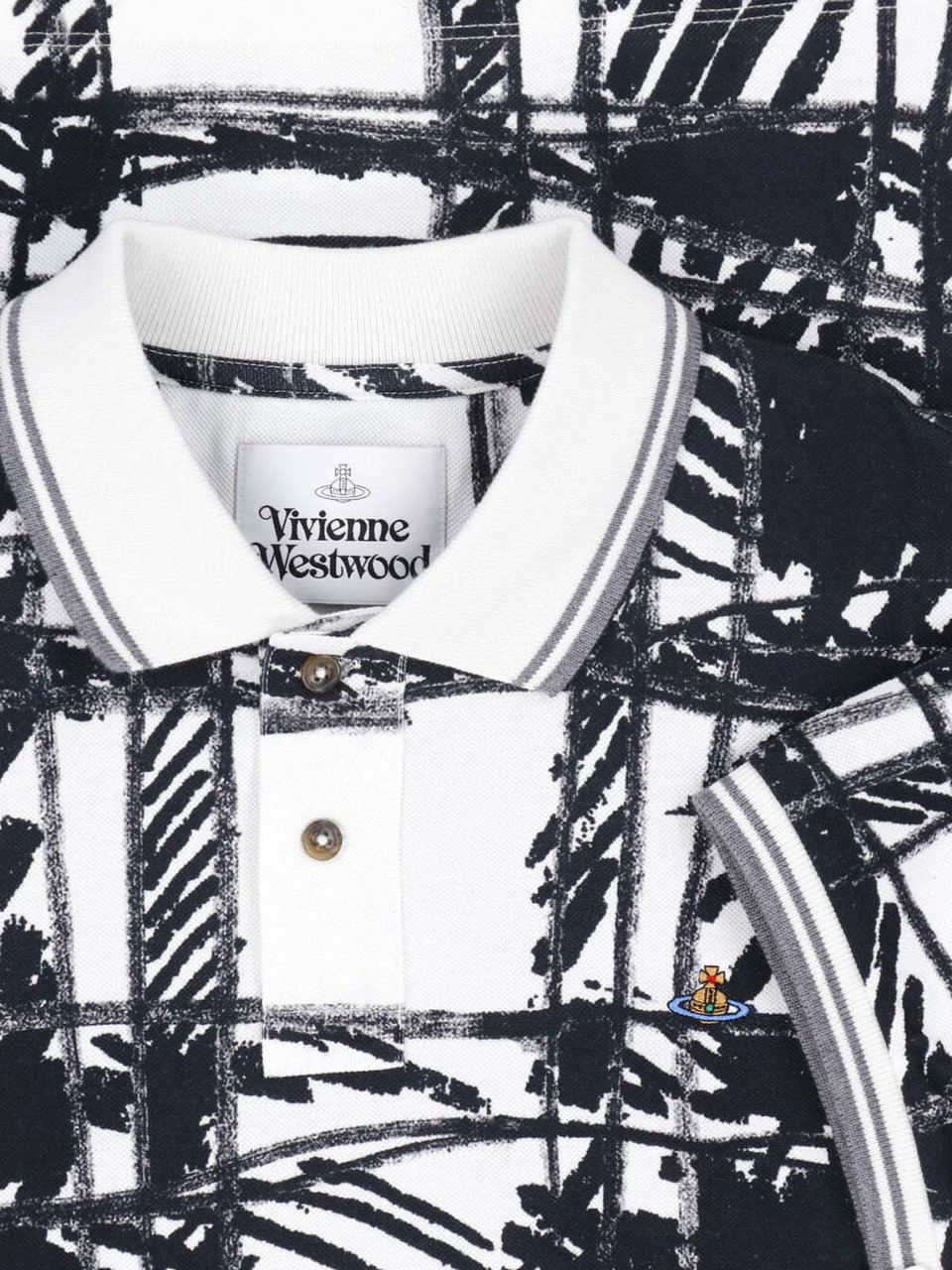 Vivienne Westwood Abstract Checkered Polo with Classic Collar Wit