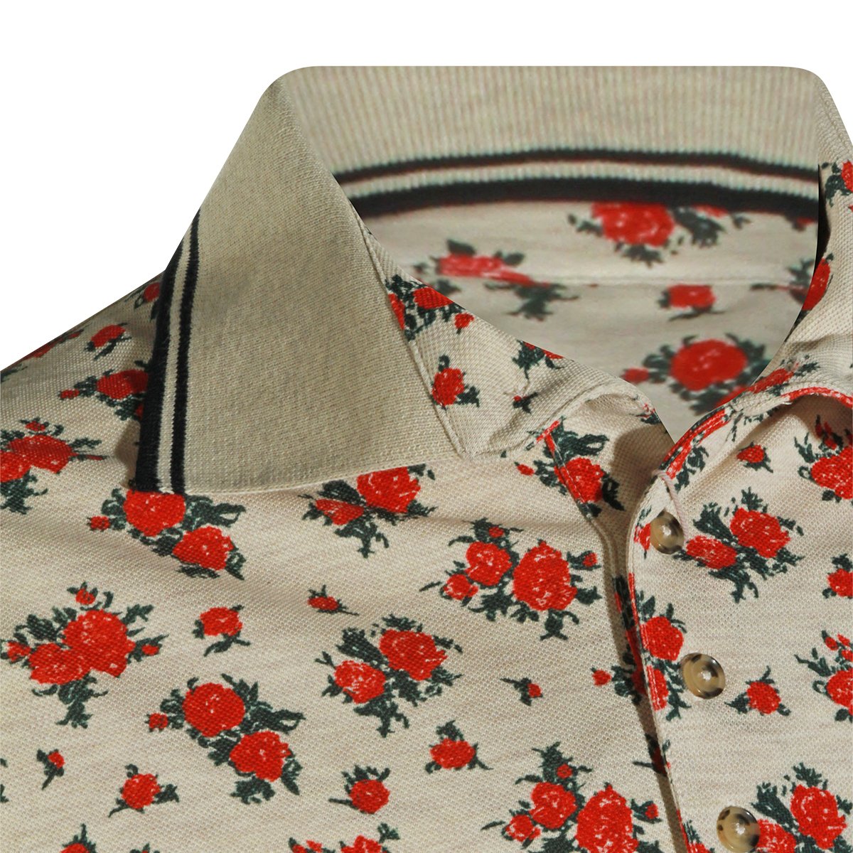 Vivienne Westwood Beige Cotton Red Floral Polo Shirt Neutraal