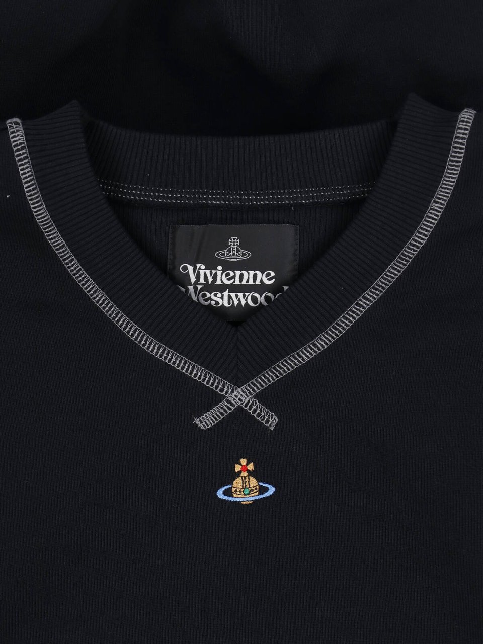 Vivienne Westwood Black Classic Crew Neck Fitted Sweater Zwart