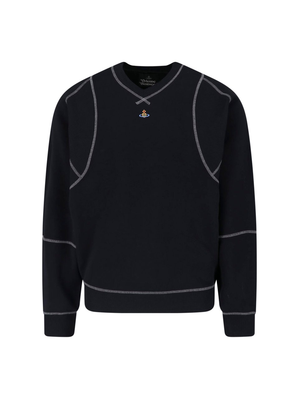 Vivienne Westwood Black Classic Crew Neck Fitted Sweater Zwart