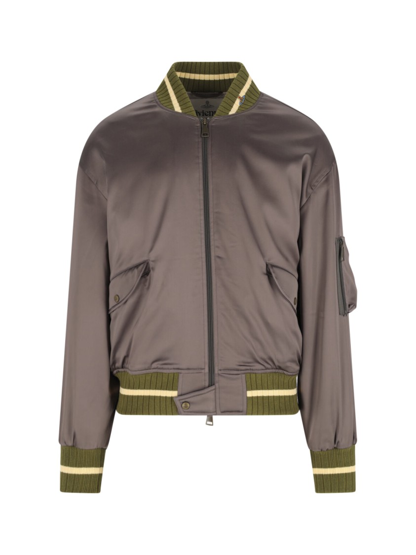 Vivienne Westwood Bomber-Style Grey Jacket With Ribbed Details Grijs