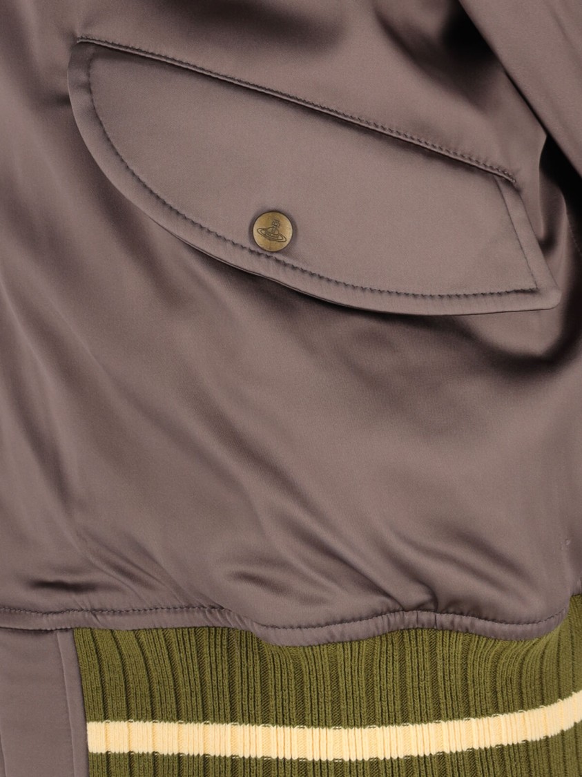 Vivienne Westwood Bomber-Style Grey Jacket With Ribbed Details Grijs