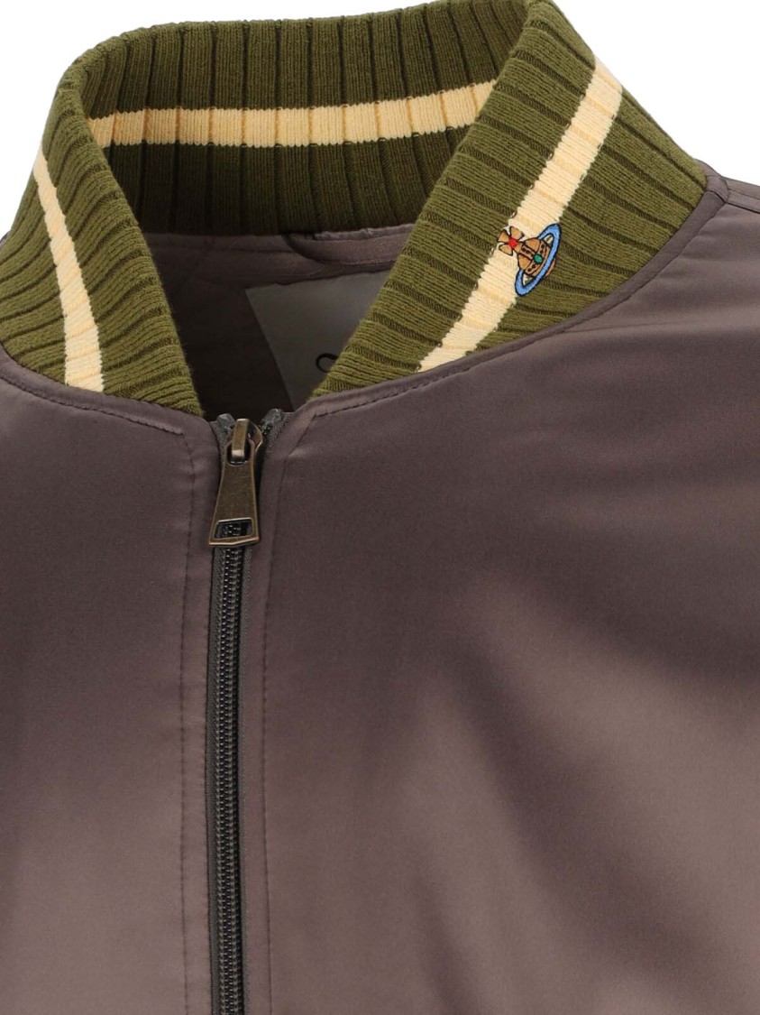 Vivienne Westwood Bomber-Style Grey Jacket With Ribbed Details Grijs