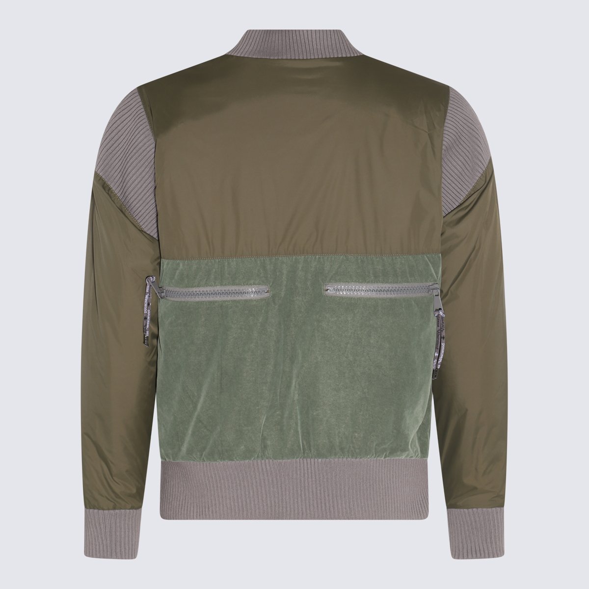 Vivienne Westwood Olive Green Bomber Jacket With Textured Panels And Contrasting Trim Grijs