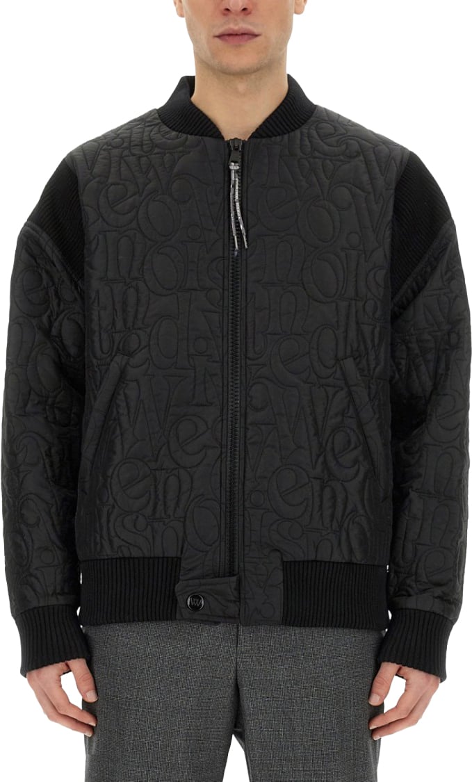 Vivienne Westwood Quilted Black Jacket With Textured Embossed Detailing Zwart