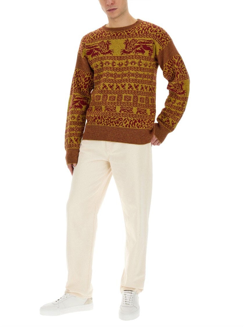Vivienne Westwood Slim Fit Shirt With Intricate Lion Motifs Bruin