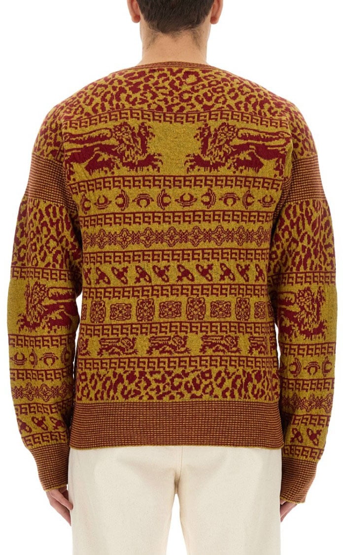 Vivienne Westwood Slim Fit Shirt With Intricate Lion Motifs Bruin