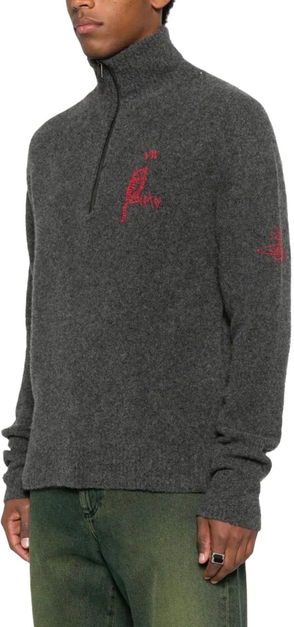 Vivienne Westwood Logo Turtleneck Charcoal Grijs