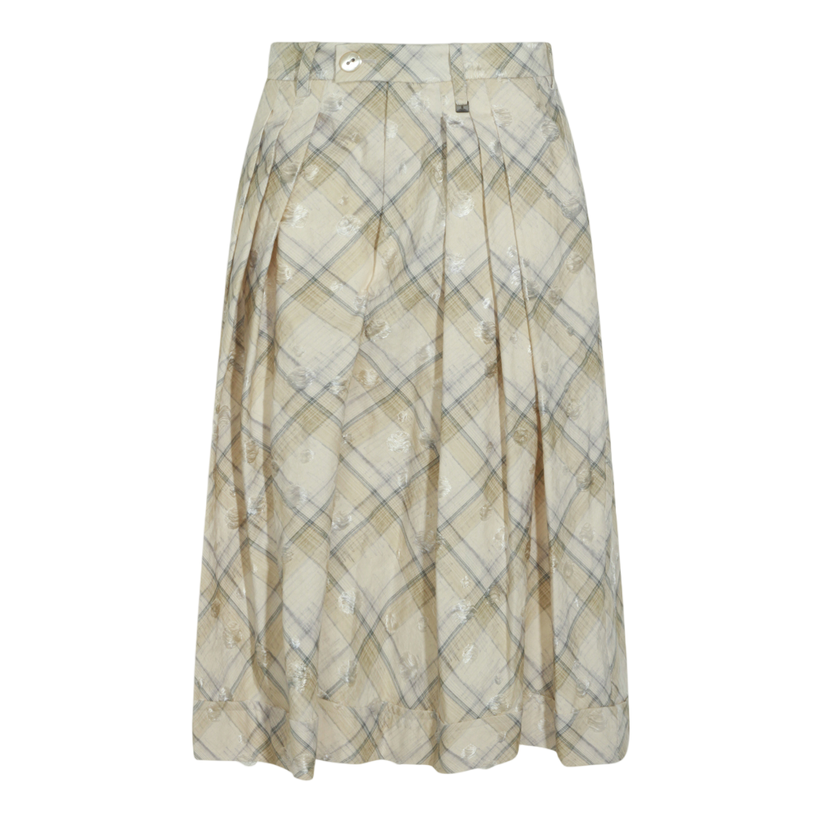 Vivienne Westwood Mid-Length Pleated Skirt With High Waist And Button Closure Grijs