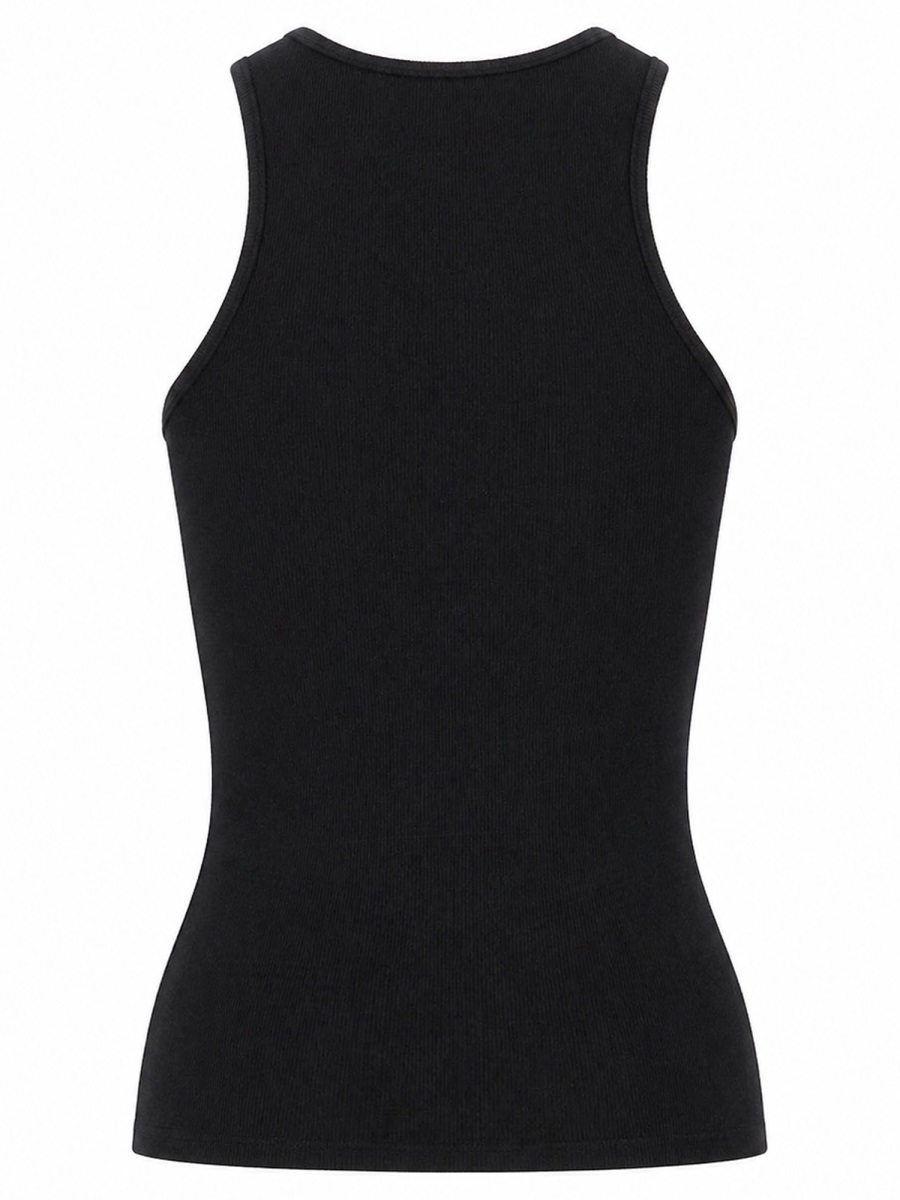 Vivienne Westwood Top Con Logo Ribbed Cotton Tank Zwart
