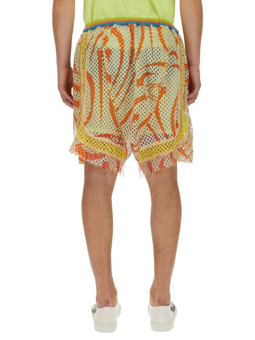 Vivienne Westwood Print Mesh Shorts With Fringed Hem Divers